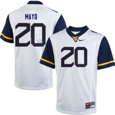 Men's West Virginia Mountaineers NCAA #20 Tae Mayo White Authentic Nike Stitched College Football Jersey TE15Y14HD